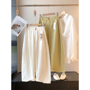 高性价比!28莱赛尔棉半松紧高腰曲奇裤女夏季宽松显瘦阔腿休闲裤