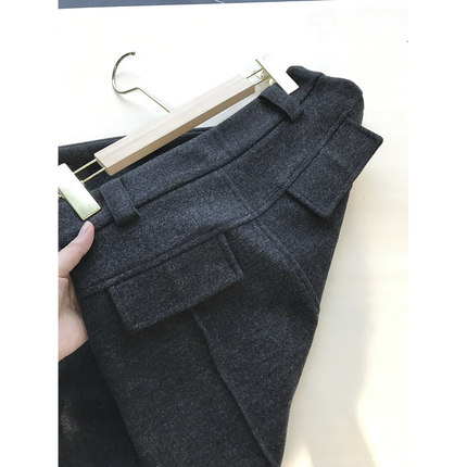 羊驼绒醋酸高腰半身裙女秋冬百搭显瘦7片裙毛呢西装裙中长款A字裙