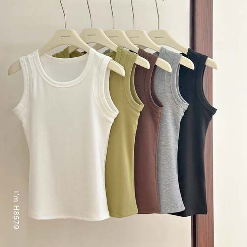 天丝莱赛尔螺纹宽边袖纸片人背心