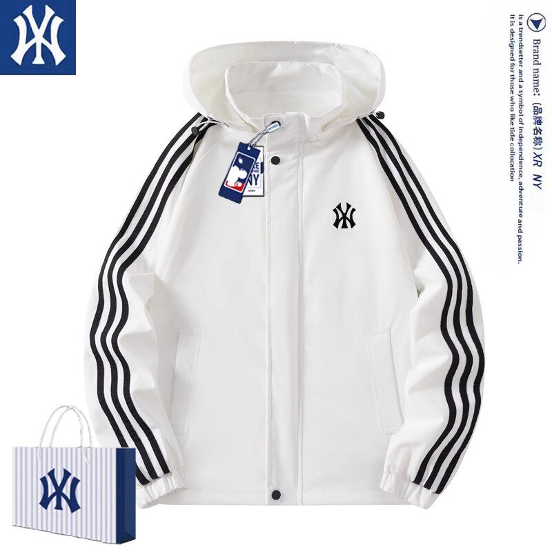 NY 자켓 남성 봄 가을 2024 새로운 세 줄무늬 트렌디 브랜드 캐주얼 대형 야외 자켓 커플 여성