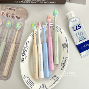 罗马柱牙刷高颜值家用刷头软毛护龈牙刷旅行宿舍粗手柄牙刷 5只装