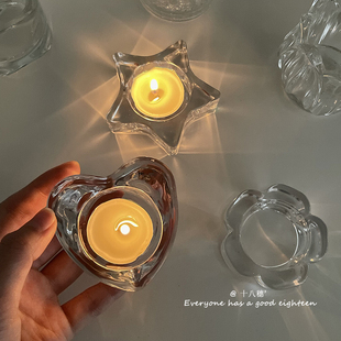ins玻璃透明烛台法式复古摆件装饰品浪漫烛光晚餐烛台软装拍照