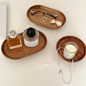 复古实木香水首饰盘香薰托盘装 饰摆件拍照道具玄关钥匙杂物收纳