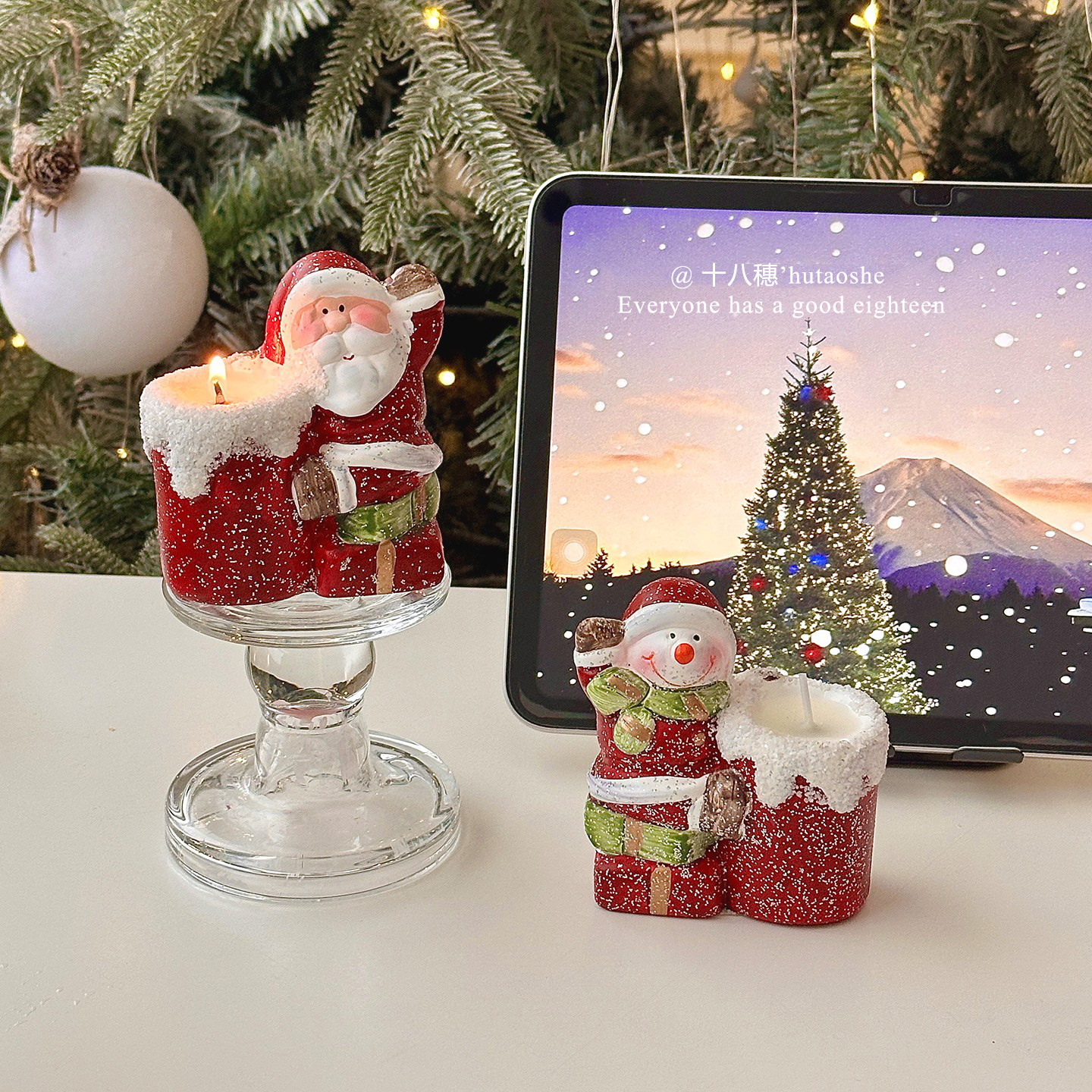 挥手圣诞老人蜡烛摆件