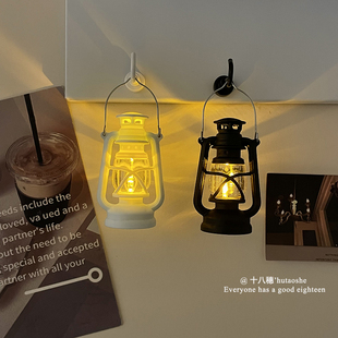 小巧迷你煤油灯发光冰箱装饰磁吸贴复古微弱光洞洞板冰箱装饰品