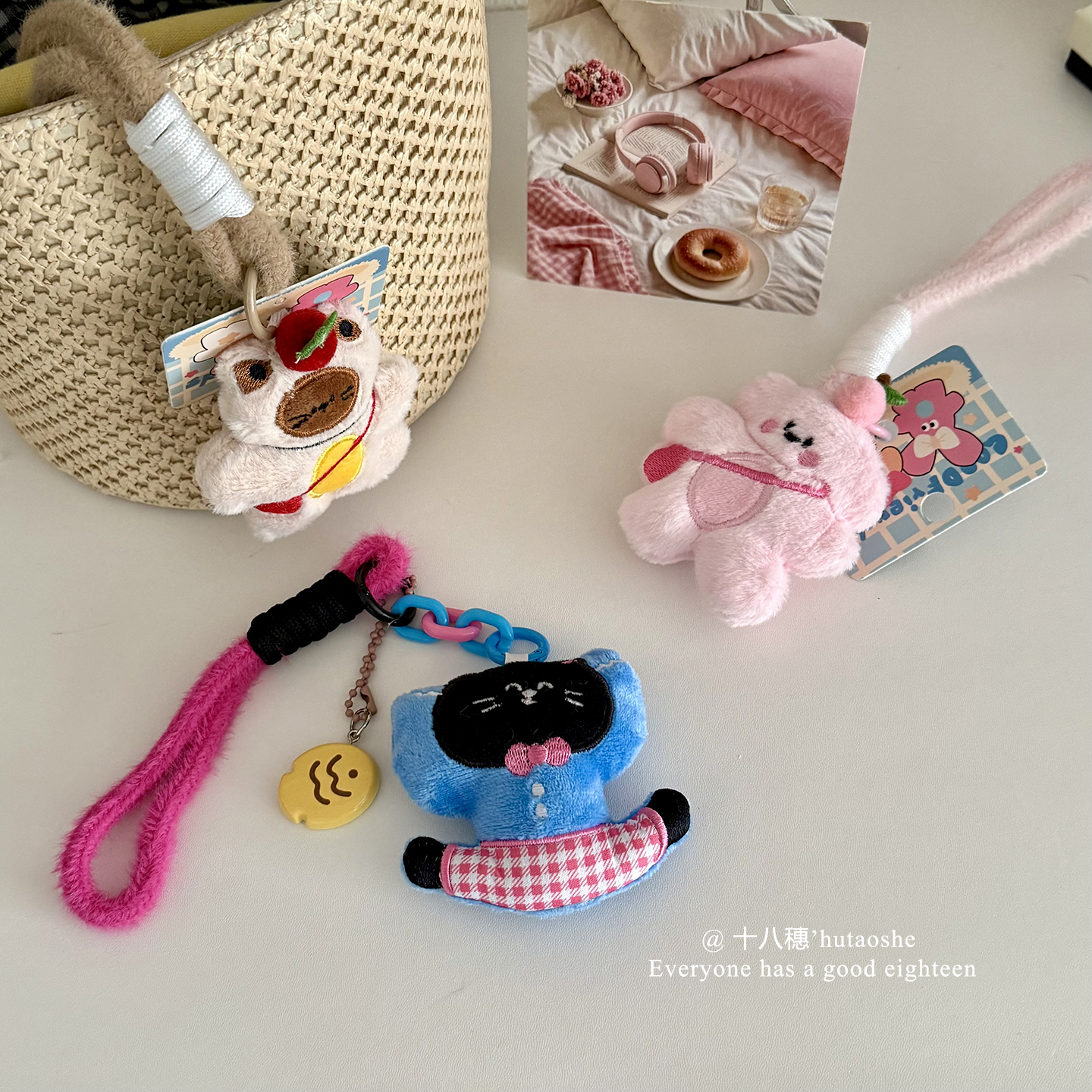 快乐小猫~多巴胺小动物毛绒玩偶包包挂件钥匙扣挂坠ins公仔挂饰