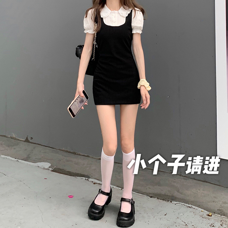 假两件娇小连衣裙女xs码超短裙150小矮个子显高穿搭配学院风155夏