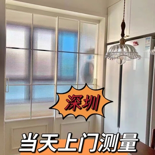 深圳香港钛合金阳台客厅隔断折叠移门玻璃门厨房窄边三联动推拉门