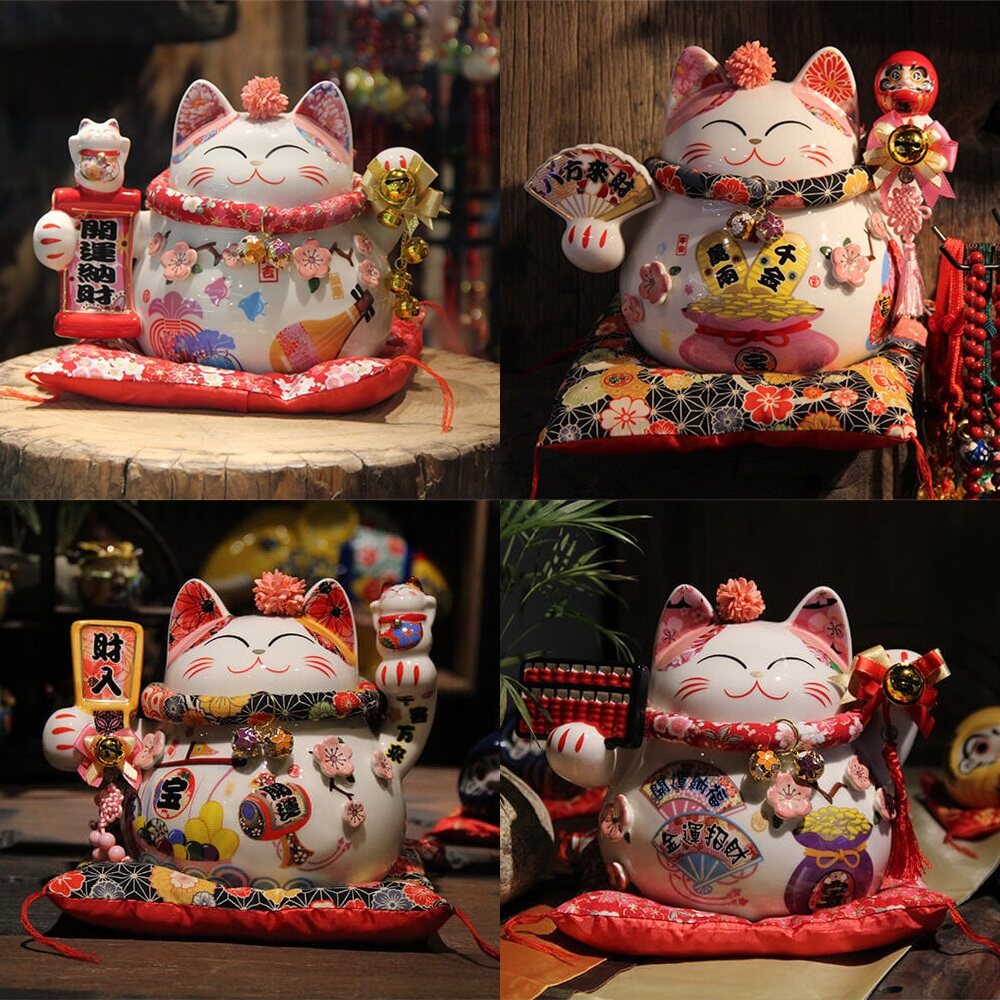 招财猫摆件陶瓷储蓄罐存钱罐日本创意店铺开业礼品