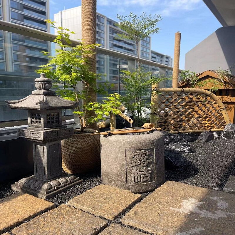 日式园林水景摆件禅意庭院流水户外花园花岗岩石头景观室内阳台