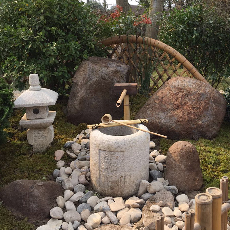 日式园林水景摆件禅意庭院流水户外花园花岗岩石头景观室内阳台