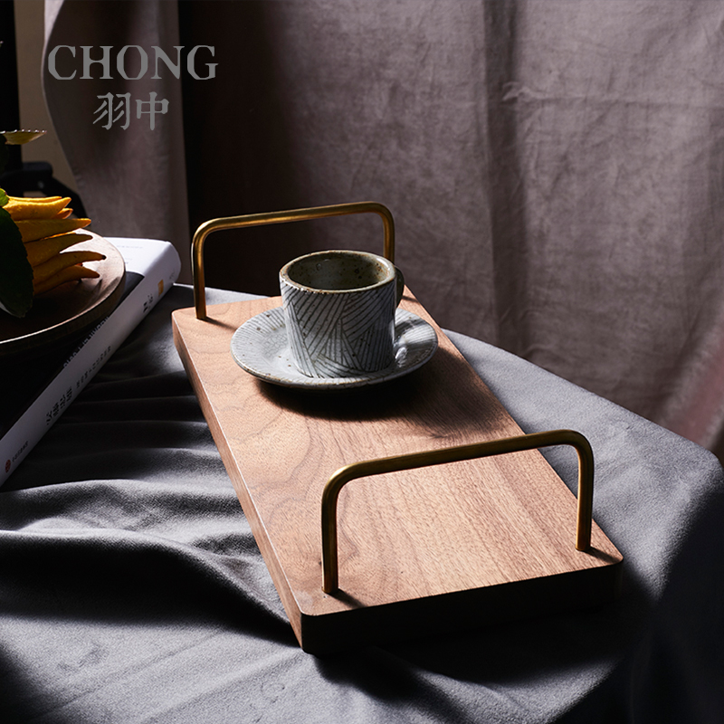 CHONG Original creation Rest Black Walnut brass handle Tray rectangle tea set tea tray Japanese Letteringin the Tableware , Tea set , Tea tray  category - from Buy2taobao.com to provide professional Taobao agent buy service