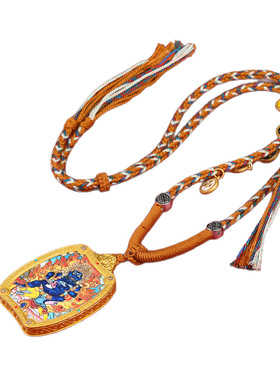 描金黑财神五爷双面唐卡