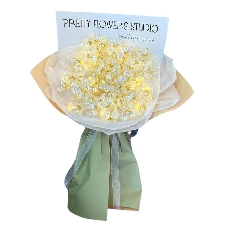 母亲节礼物手工diy发光手捧花玉兰花花束diy创意礼品情人节礼物