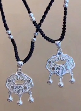 平安锁项链女手工编织绳