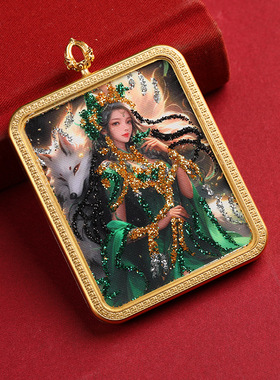 彩金九尾狐狐仙藏式唐卡