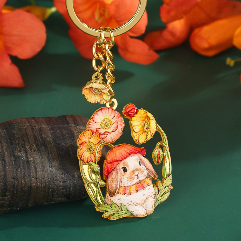 AR钥匙扣可爱新款动物园梅花鹿浣熊车钥匙扣书包装饰物情侣钥匙链