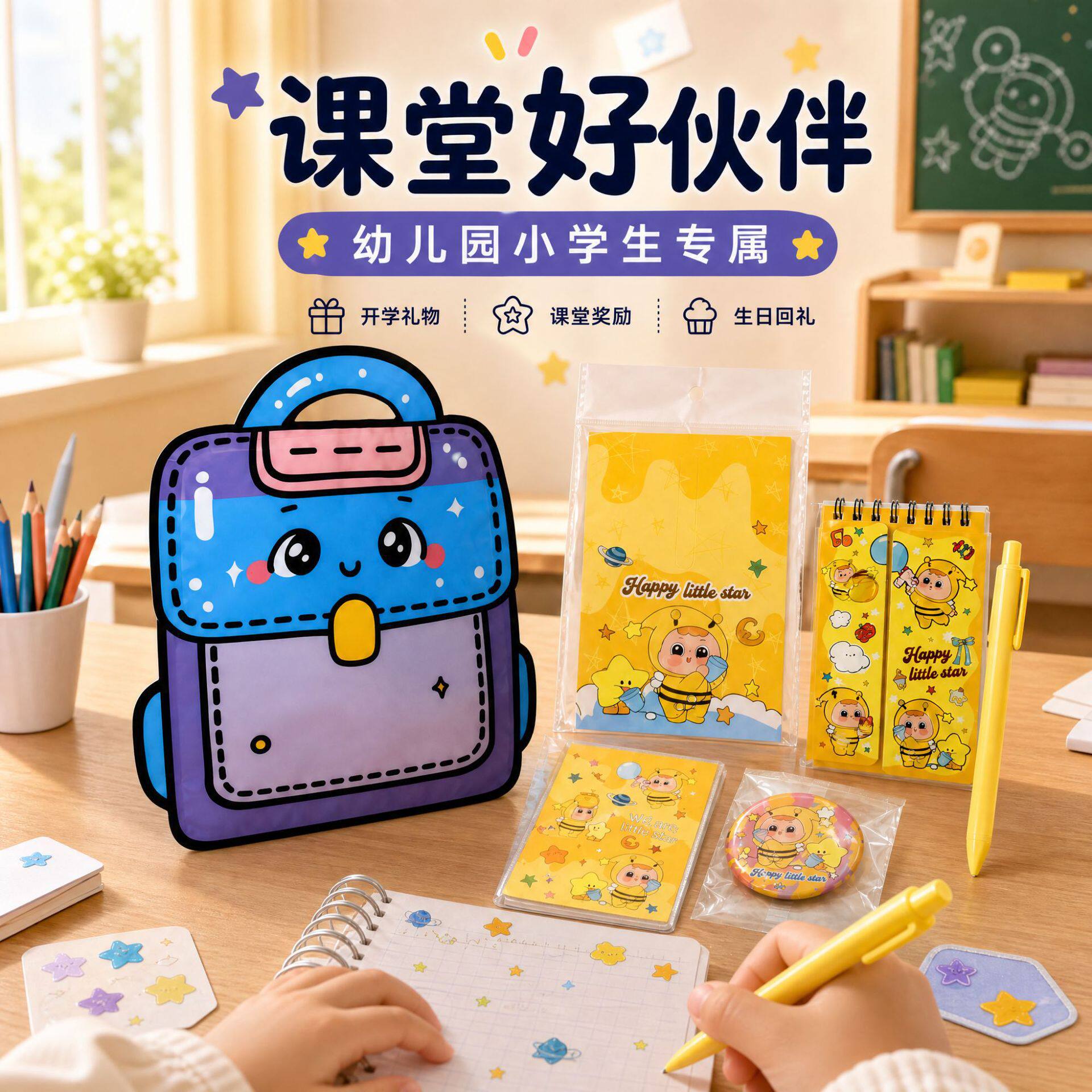 卡通小书包文具套装可爱高颜值学习用品小学生班级奖品生日伴手礼