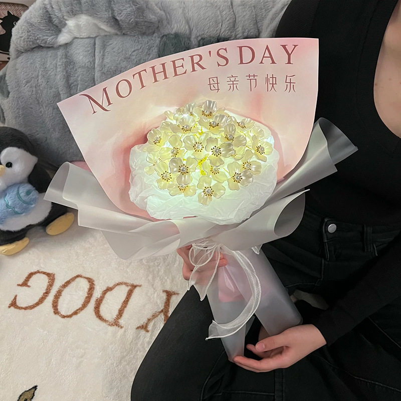 母亲节手工diy玉兰花束手捧花材料包送妈妈婆婆仿真花花束520礼