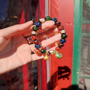 小红书秦霄贤同款香灰琉璃手链女五彩多宝吞金兽手串情侣款手链