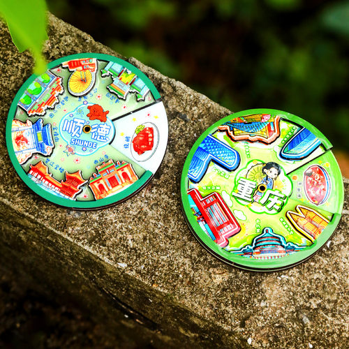 城市旅游木质冰箱贴圆盘