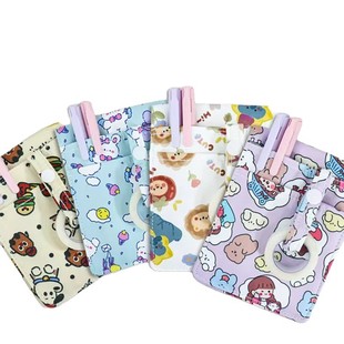 可爱卡通护士笔袋翻盖大容量插口袋笔袋双层加厚多功能帆布笔袋夹