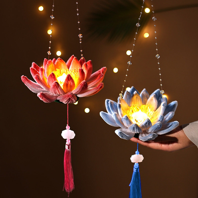 扭扭棒莲花灯中秋节灯笼儿童手工diy材料包手提自制古风荷花灯