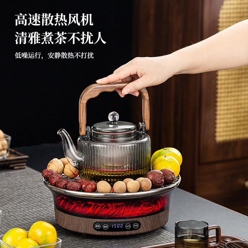 新款仿真火焰室内围炉煮茶器全套星火炉养生玻璃煮茶壶冬天烤火炉