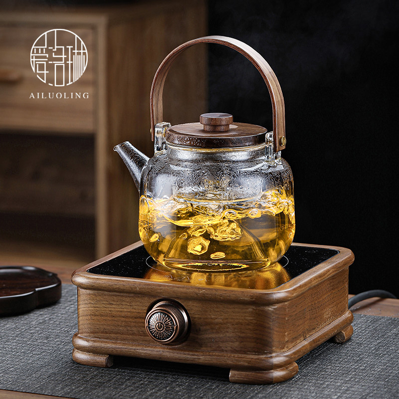 爱洛琳 耐高温玻璃提梁壶白茶喷淋煮茶器茶炉 家用过滤茶壶电陶炉