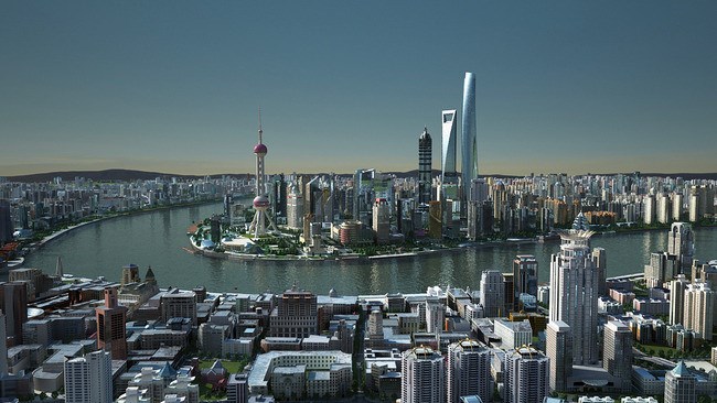 3d建筑动画--上海中心城市建筑3dmax模型源文件东方明珠金茂大厦
