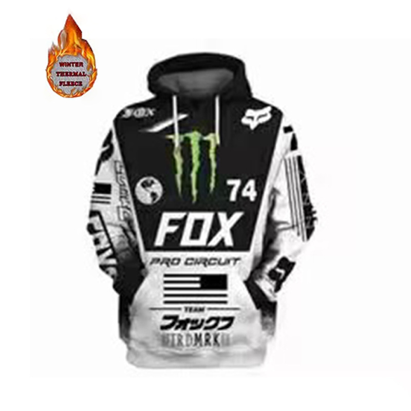 Fox越野摩托车山地自行车骑行服连帽开衫拉链抓绒卫衣男女外套