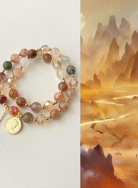 小众设计天然草莓晶手链女双层仙女风淡水珍珠手环闺蜜礼物手串女