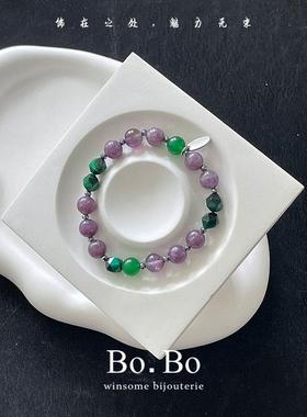 九紫离火紫色天然水晶手串女