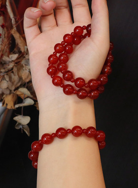 许我耀眼赵露思许妍同款收藏级天然红玛瑙手链红色手链本命年礼物