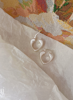 BOBO设计感磨砂哑光爱心圆圈金属耳钉女个性独特精致百搭耳环耳饰