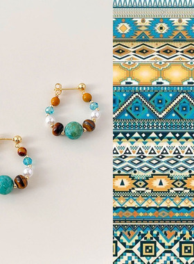 敦煌彩色新中式天然石耳环藏族民族风文艺复古耳钉大耳圈耳饰品