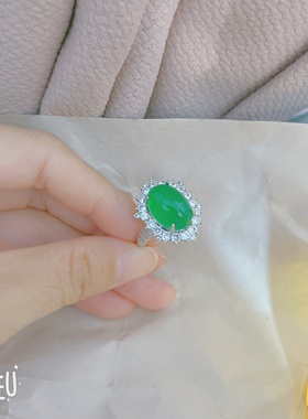 新中式祖母绿玉髓超闪女戒