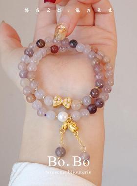 天然石蝴蝶结手链女款高级感