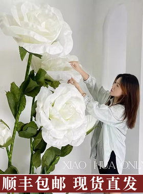 巨大型真玫瑰纸艺花婚庆道具网红商场橱窗装饰花美陈造景情人节
