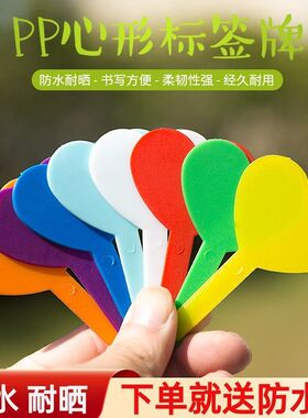 园艺标签记号牌标识爱心型花卉多肉防水加厚pp塑料记录植物防水