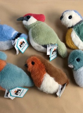 jellycat英国博德林鸽子蓝冠鸦蓝山雀啄木鸟翠鸟知更鸟毛绒玩具
