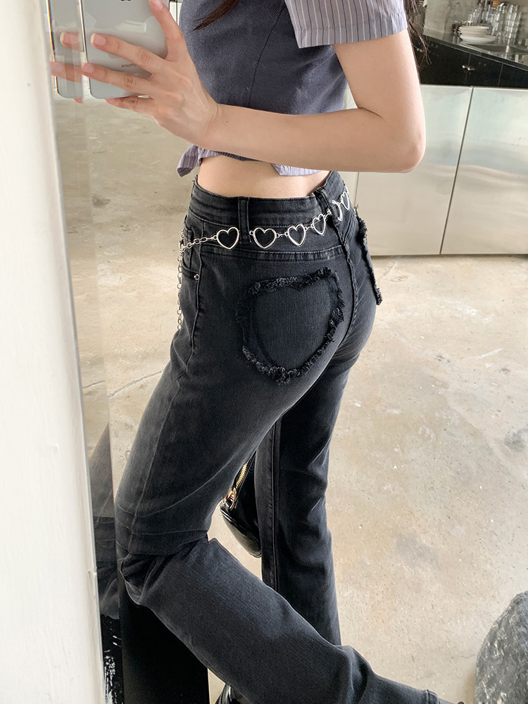 HIGH-WAISTED BOOTCUT JEANS WOMENS 2022 VELVET WINTER NEW SLIM LOOSE SMOKY GRAY FLARED MOP PANTS