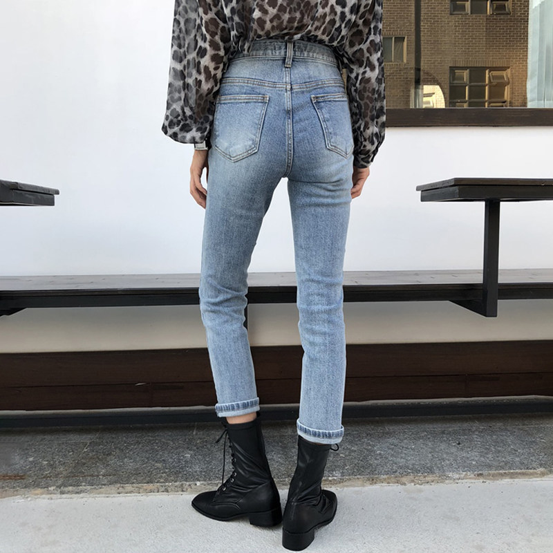 STRAIGHT BLUE CROPPED JEANS WOMENS SPRING 2020 NEW HIGH-WAISTED SLIM LOOSE WOMENS AUTUMN VERSATILE PANTS