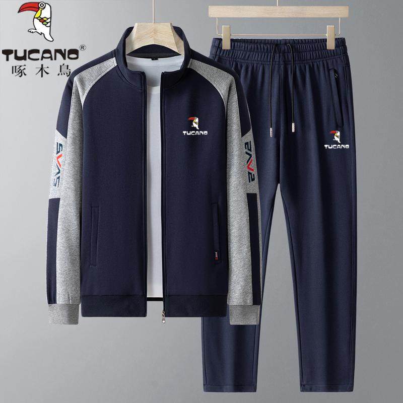 啄木鸟2025新款中老年运动服休闲套装男春秋季两件套爸爸卫衣外套