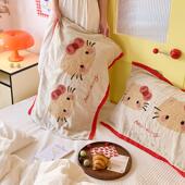 纯棉纱布枕巾一对装 四季 通用卡通双面吸汗透气水洗全棉家用枕头巾