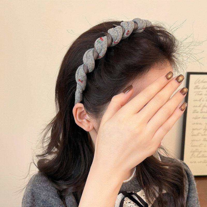 韩系高级感灰色樱桃发箍女百搭
