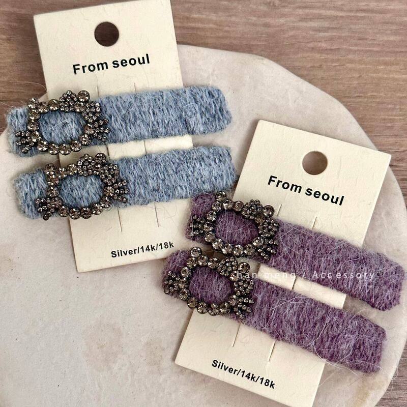 韩系超闪镂空水钻马海毛发夹刘