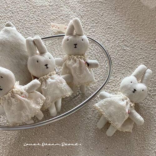 韩系简约复古蕾丝布艺裙兔子布艺