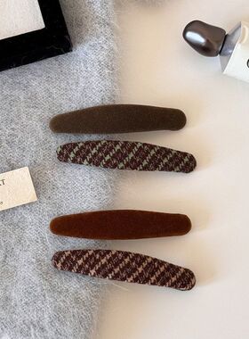法式秋冬植绒椭圆bb夹女新款高端侧边夹前额碎发卡子头饰发饰品