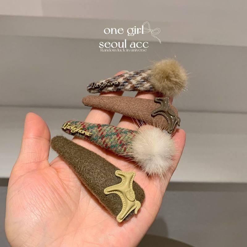 【格纹小马】秋冬新款小香风毛绒小马bb夹侧边夹AB款刘海夹发饰女,饰品/流行首饰/时尚饰品新,发饰,淘宝优惠券,粉丝福利购,淘宝优惠卷